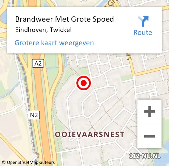 Locatie op kaart van de 112 melding: Brandweer Met Grote Spoed Naar Eindhoven, Twickel op 30 juni 2023 09:02