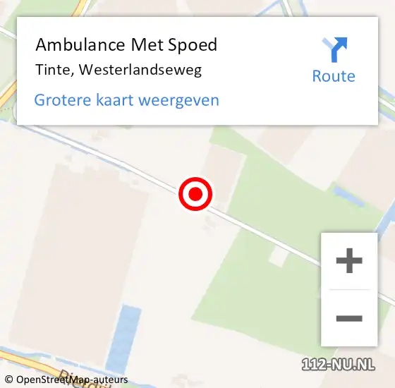 Locatie op kaart van de 112 melding: Ambulance Met Spoed Naar Tinte, Westerlandseweg op 30 juni 2023 09:02