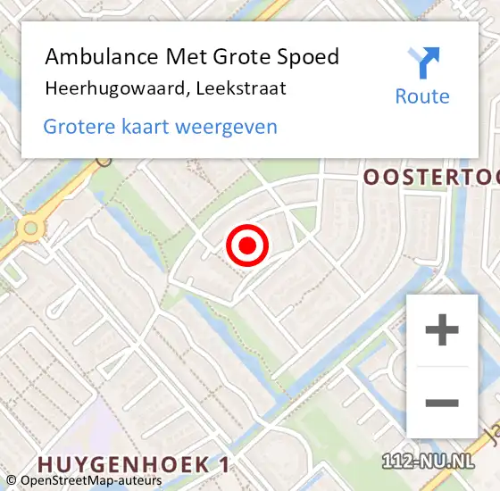 Locatie op kaart van de 112 melding: Ambulance Met Grote Spoed Naar Heerhugowaard, Leekstraat op 30 juni 2023 09:15