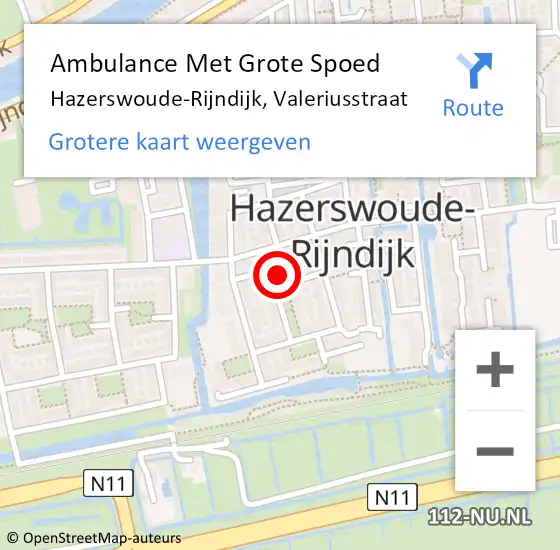 Locatie op kaart van de 112 melding: Ambulance Met Grote Spoed Naar Hazerswoude-Rijndijk, Valeriusstraat op 30 juni 2023 09:44