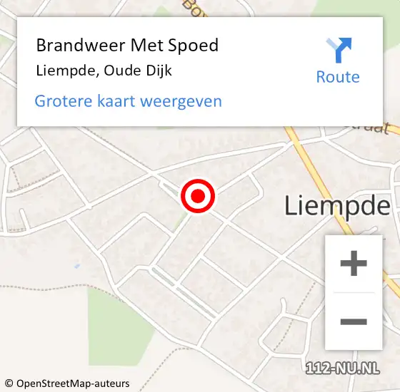 Locatie op kaart van de 112 melding: Brandweer Met Spoed Naar Liempde, Oude Dijk op 30 juni 2023 09:57