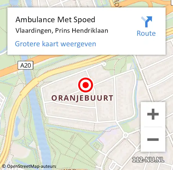 Locatie op kaart van de 112 melding: Ambulance Met Spoed Naar Vlaardingen, Prins Hendriklaan op 30 juni 2023 10:02