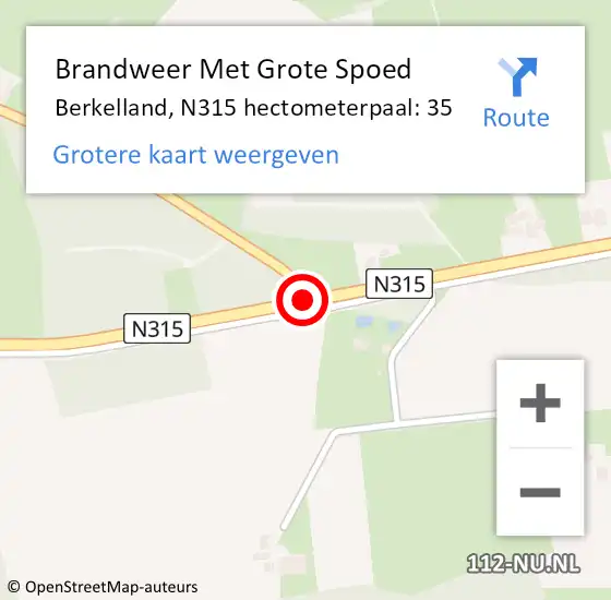 Locatie op kaart van de 112 melding: Brandweer Met Grote Spoed Naar Berkelland, N315 hectometerpaal: 35 op 30 juni 2023 10:10