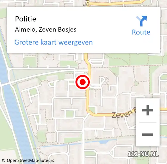 Locatie op kaart van de 112 melding: Politie Almelo, Zeven Bosjes op 30 juni 2023 10:22