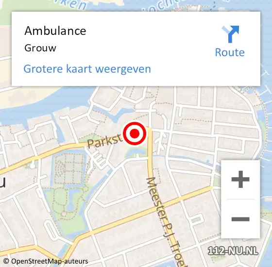 Locatie op kaart van de 112 melding: Ambulance Grou op 30 augustus 2014 22:16