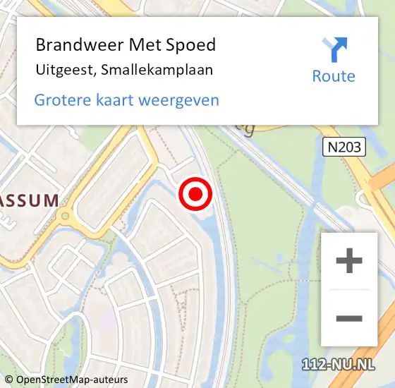 Locatie op kaart van de 112 melding: Brandweer Met Spoed Naar Uitgeest, Smallekamplaan op 30 juni 2023 10:44