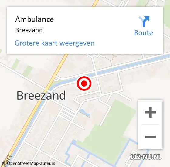 Locatie op kaart van de 112 melding: Ambulance Breezand op 30 juni 2023 10:57