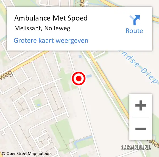 Locatie op kaart van de 112 melding: Ambulance Met Spoed Naar Melissant, Nolleweg op 30 juni 2023 11:08