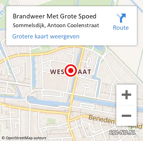 Locatie op kaart van de 112 melding: Brandweer Met Grote Spoed Naar Sommelsdijk, Antoon Coolenstraat op 13 oktober 2013 09:09