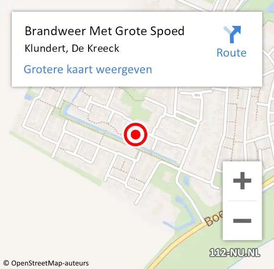 Locatie op kaart van de 112 melding: Brandweer Met Grote Spoed Naar Klundert, De Kreeck op 30 juni 2023 11:44