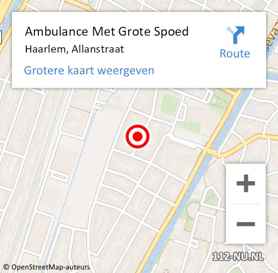 Locatie op kaart van de 112 melding: Ambulance Met Grote Spoed Naar Haarlem, Allanstraat op 30 juni 2023 12:07