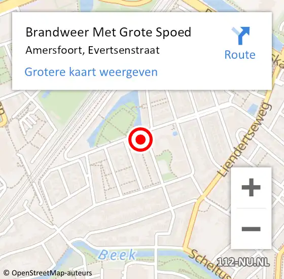 Locatie op kaart van de 112 melding: Brandweer Met Grote Spoed Naar Amersfoort, Evertsenstraat op 30 juni 2023 12:15