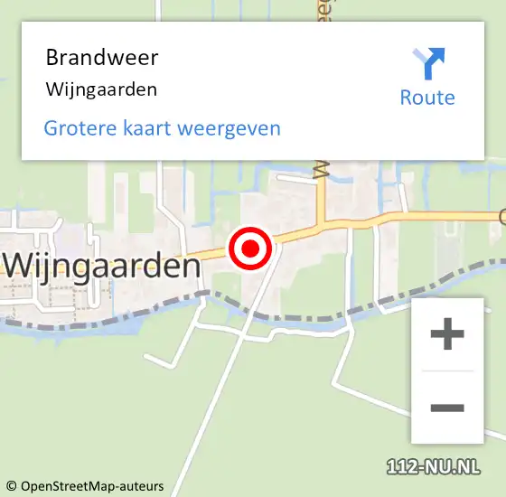 Locatie op kaart van de 112 melding: Brandweer Wijngaarden op 30 juni 2023 12:23