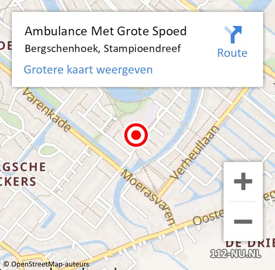 Locatie op kaart van de 112 melding: Ambulance Met Grote Spoed Naar Bergschenhoek, Stampioendreef op 30 juni 2023 12:36