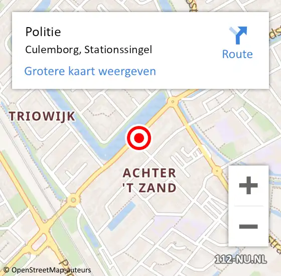 Locatie op kaart van de 112 melding: Politie Culemborg, Stationssingel op 30 juni 2023 12:37