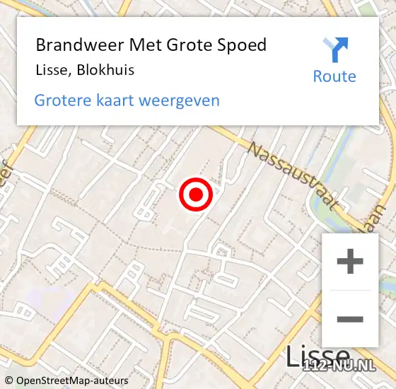 Locatie op kaart van de 112 melding: Brandweer Met Grote Spoed Naar Lisse, Blokhuis op 30 juni 2023 12:39