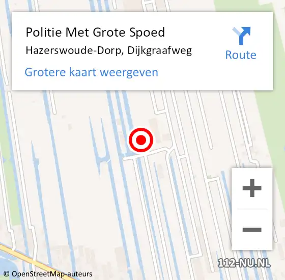 Locatie op kaart van de 112 melding: Politie Met Grote Spoed Naar Hazerswoude-Dorp, Dijkgraafweg op 30 juni 2023 13:00