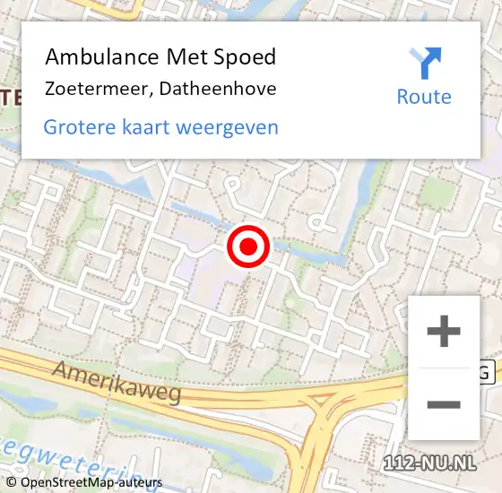 Locatie op kaart van de 112 melding: Ambulance Met Spoed Naar Zoetermeer, Datheenhove op 30 juni 2023 13:02