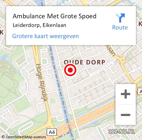 Locatie op kaart van de 112 melding: Ambulance Met Grote Spoed Naar Leiderdorp, Eikenlaan op 30 juni 2023 13:07