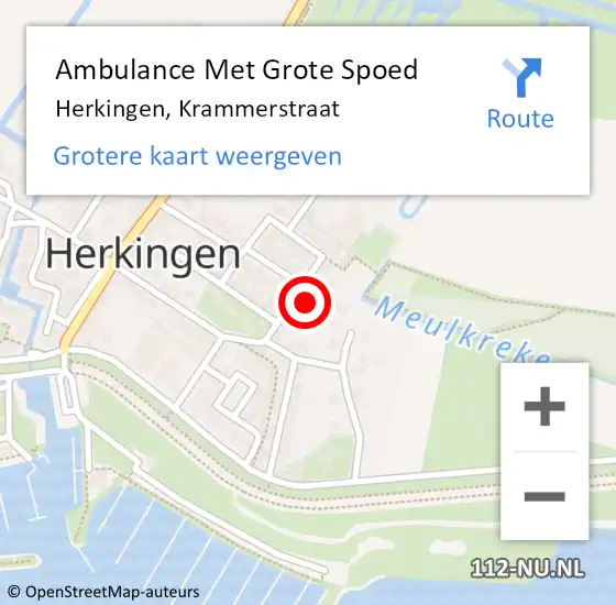 Locatie op kaart van de 112 melding: Ambulance Met Grote Spoed Naar Herkingen, Krammerstraat op 30 juni 2023 13:20