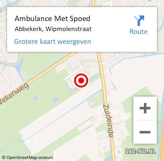 Locatie op kaart van de 112 melding: Ambulance Met Spoed Naar Abbekerk, Wipmolenstraat op 30 juni 2023 13:22