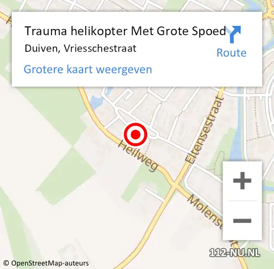 Locatie op kaart van de 112 melding: Trauma helikopter Met Grote Spoed Naar Duiven, Vriesschestraat op 30 juni 2023 13:24