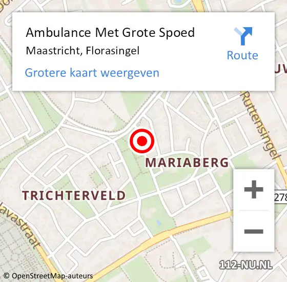 Locatie op kaart van de 112 melding: Ambulance Met Grote Spoed Naar Maastricht, Florasingel op 30 juni 2023 13:36