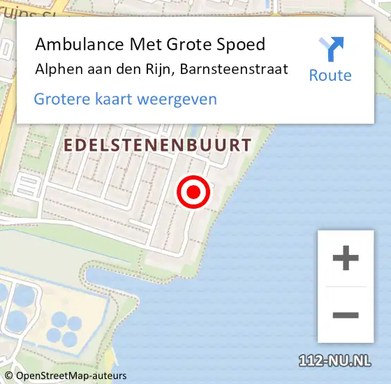 Locatie op kaart van de 112 melding: Ambulance Met Grote Spoed Naar Alphen aan den Rijn, Barnsteenstraat op 30 juni 2023 13:58