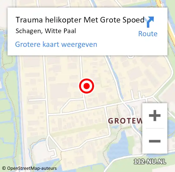 Locatie op kaart van de 112 melding: Trauma helikopter Met Grote Spoed Naar Schagen, Witte Paal op 30 juni 2023 14:05