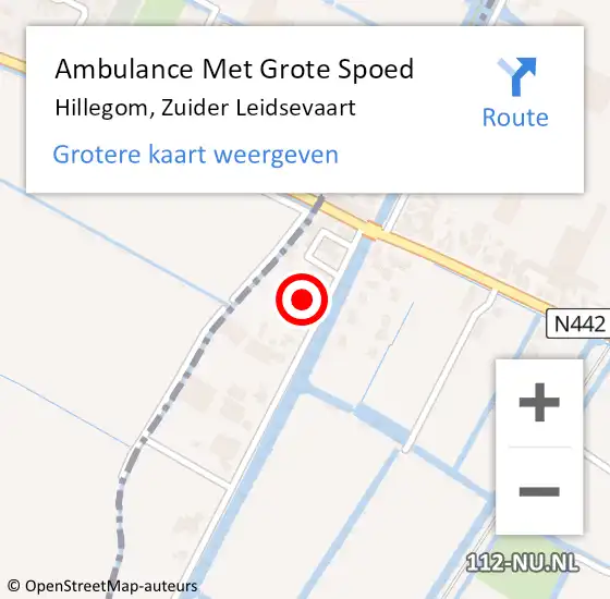 Locatie op kaart van de 112 melding: Ambulance Met Grote Spoed Naar Hillegom, Zuider Leidsevaart op 30 juni 2023 14:22