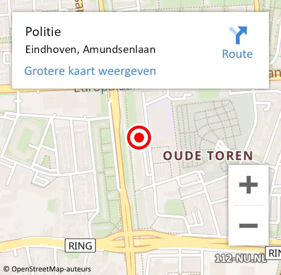 Locatie op kaart van de 112 melding: Politie Eindhoven, Amundsenlaan op 30 juni 2023 14:27