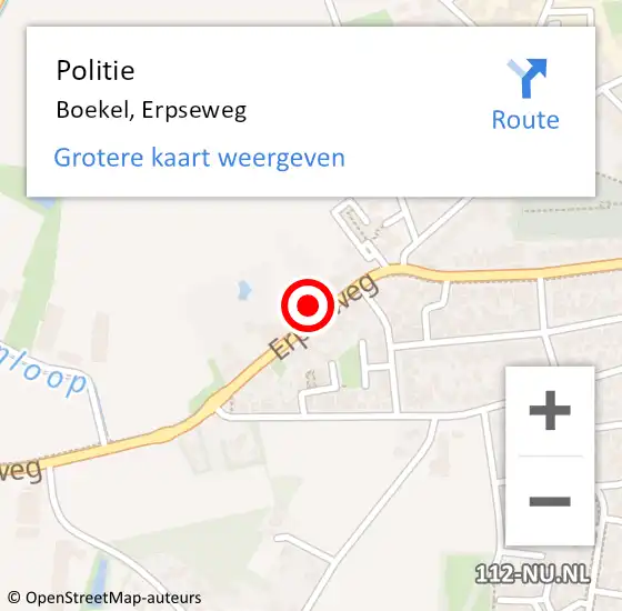 Locatie op kaart van de 112 melding: Politie Boekel, Erpseweg op 30 juni 2023 14:39