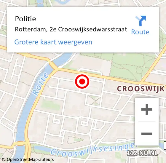 Locatie op kaart van de 112 melding: Politie Rotterdam, 2e Crooswijksedwarsstraat op 30 juni 2023 14:53