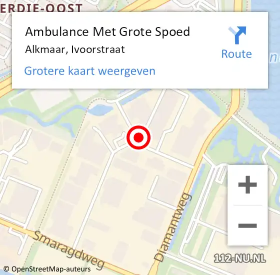 Locatie op kaart van de 112 melding: Ambulance Met Grote Spoed Naar Alkmaar, Ivoorstraat op 30 juni 2023 15:06