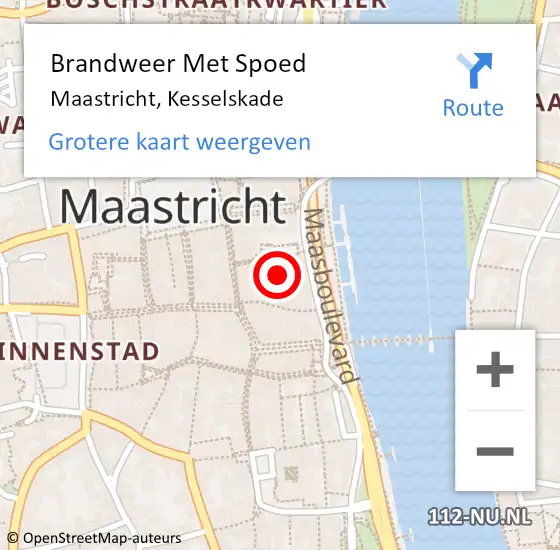 Locatie op kaart van de 112 melding: Brandweer Met Spoed Naar Maastricht, Kesselskade op 30 juni 2023 15:22