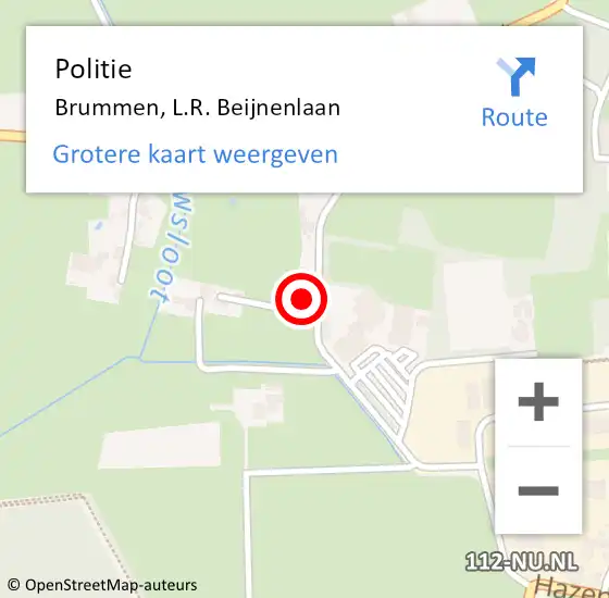 Locatie op kaart van de 112 melding: Politie Brummen, L.R. Beijnenlaan op 30 juni 2023 15:33