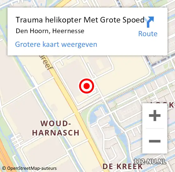Locatie op kaart van de 112 melding: Trauma helikopter Met Grote Spoed Naar Den Hoorn, Heernesse op 30 juni 2023 15:56