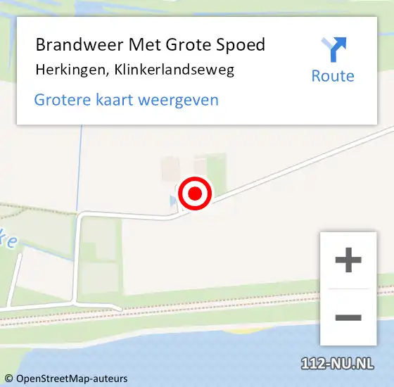 Locatie op kaart van de 112 melding: Brandweer Met Grote Spoed Naar Herkingen, Klinkerlandseweg op 30 juni 2023 16:01