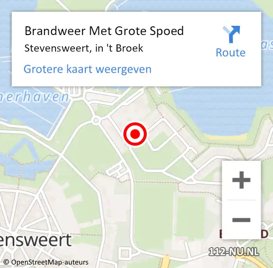 Locatie op kaart van de 112 melding: Brandweer Met Grote Spoed Naar Stevensweert, in 't Broek op 30 juni 2023 16:06