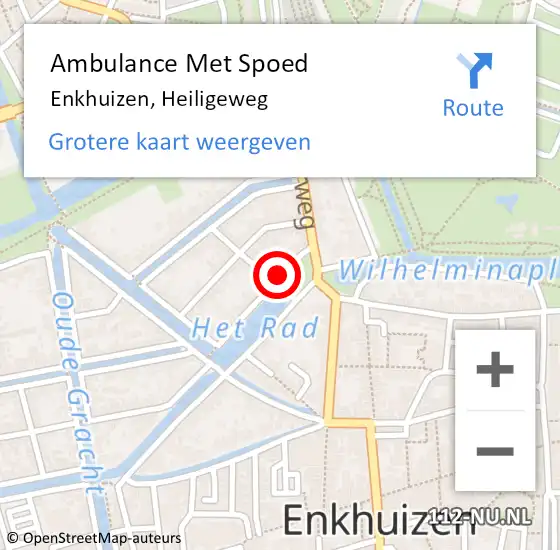 Locatie op kaart van de 112 melding: Ambulance Met Spoed Naar Enkhuizen, Heiligeweg op 30 juni 2023 17:30