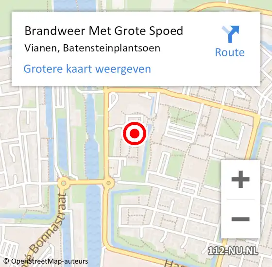 Locatie op kaart van de 112 melding: Brandweer Met Grote Spoed Naar Vianen, Batensteinplantsoen op 30 juni 2023 17:36