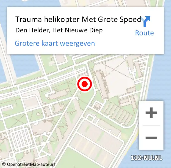 Locatie op kaart van de 112 melding: Trauma helikopter Met Grote Spoed Naar Den Helder, Het Nieuwe Diep op 30 juni 2023 17:37