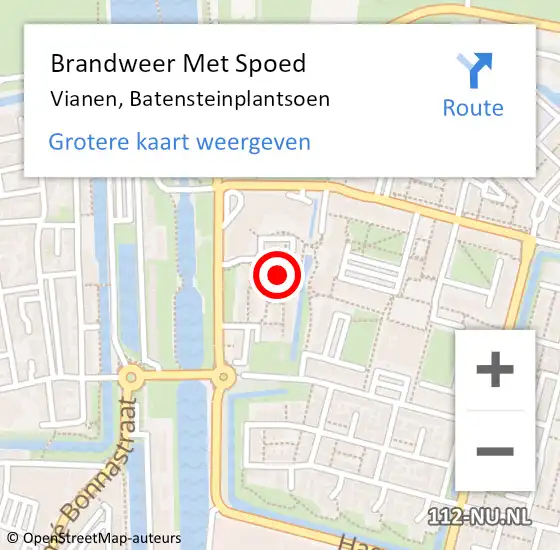 Locatie op kaart van de 112 melding: Brandweer Met Spoed Naar Vianen, Batensteinplantsoen op 30 juni 2023 17:38