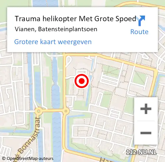 Locatie op kaart van de 112 melding: Trauma helikopter Met Grote Spoed Naar Vianen, Batensteinplantsoen op 30 juni 2023 17:39