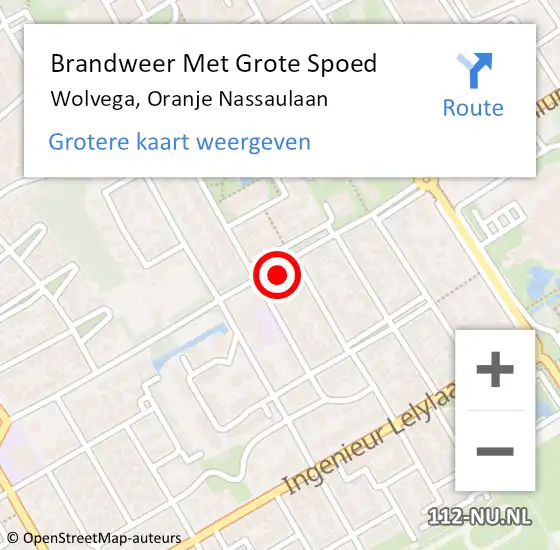 Locatie op kaart van de 112 melding: Brandweer Met Grote Spoed Naar Wolvega, Oranje Nassaulaan op 30 augustus 2014 23:30