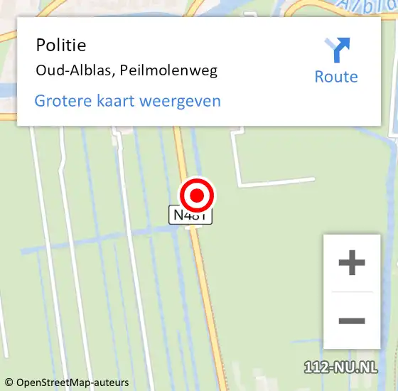 Locatie op kaart van de 112 melding: Politie Oud-Alblas, Peilmolenweg op 30 juni 2023 17:56