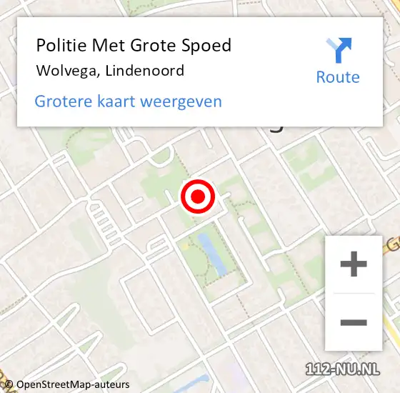 Locatie op kaart van de 112 melding: Politie Met Grote Spoed Naar Wolvega, Lindenoord op 30 juni 2023 18:01