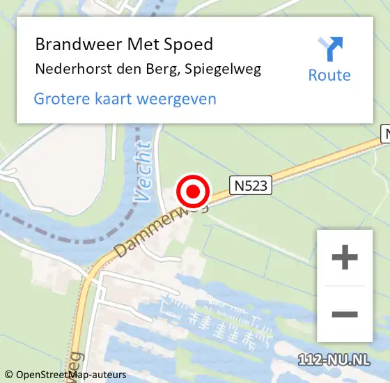 Locatie op kaart van de 112 melding: Brandweer Met Spoed Naar Nederhorst den Berg, Spiegelweg op 30 juni 2023 18:25