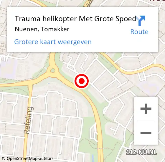 Locatie op kaart van de 112 melding: Trauma helikopter Met Grote Spoed Naar Nuenen, Tomakker op 30 juni 2023 19:09
