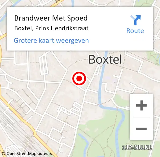 Locatie op kaart van de 112 melding: Brandweer Met Spoed Naar Boxtel, Prins Hendrikstraat op 30 juni 2023 19:23